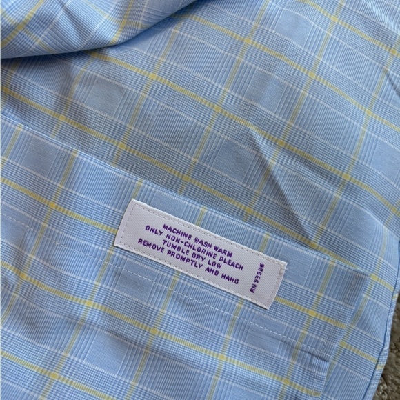 Brooks Brothers Classic Non-Iron Long Sleeve Shirt Blue/Yellow Men's 17 1/2 - Picture 6 of 10
